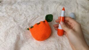 How to Crochet Orange Drawstring Pouch for Fall