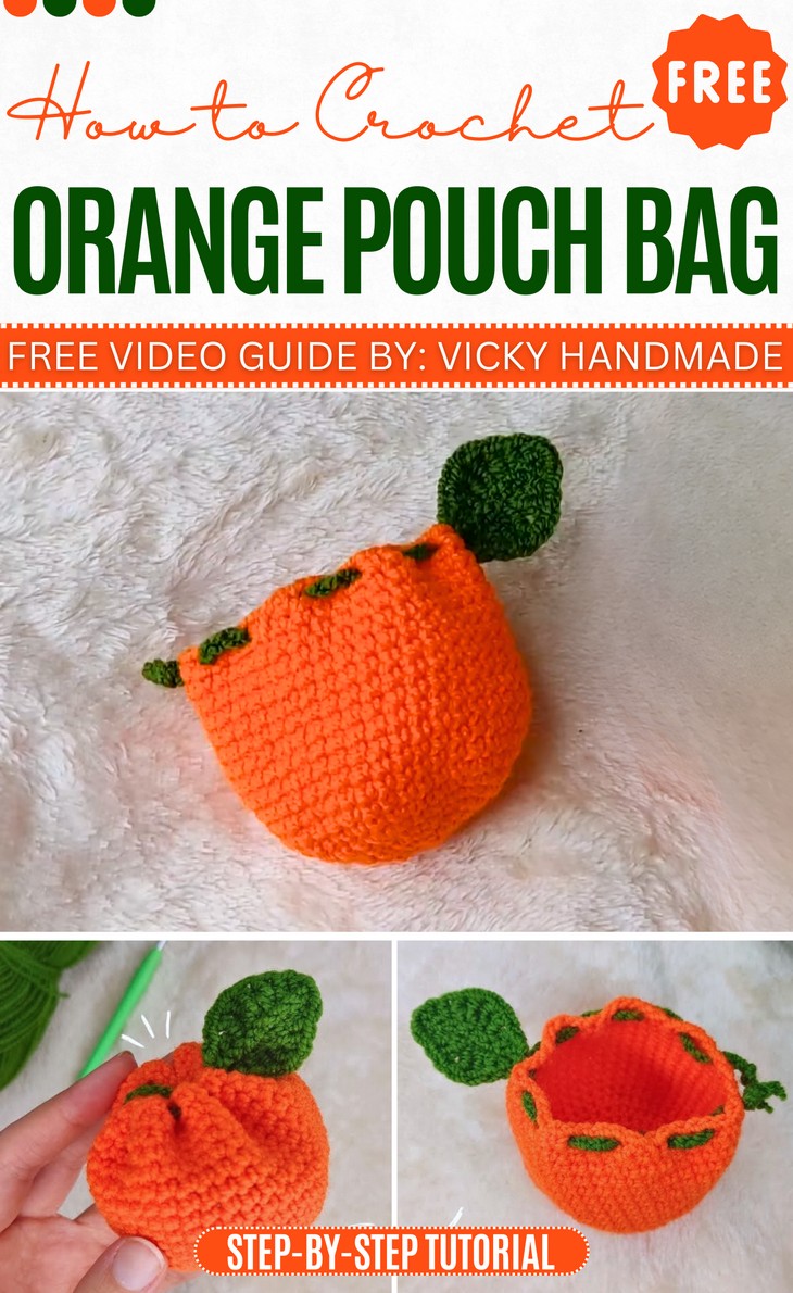 Crochet Orange Pouch bag Pattern