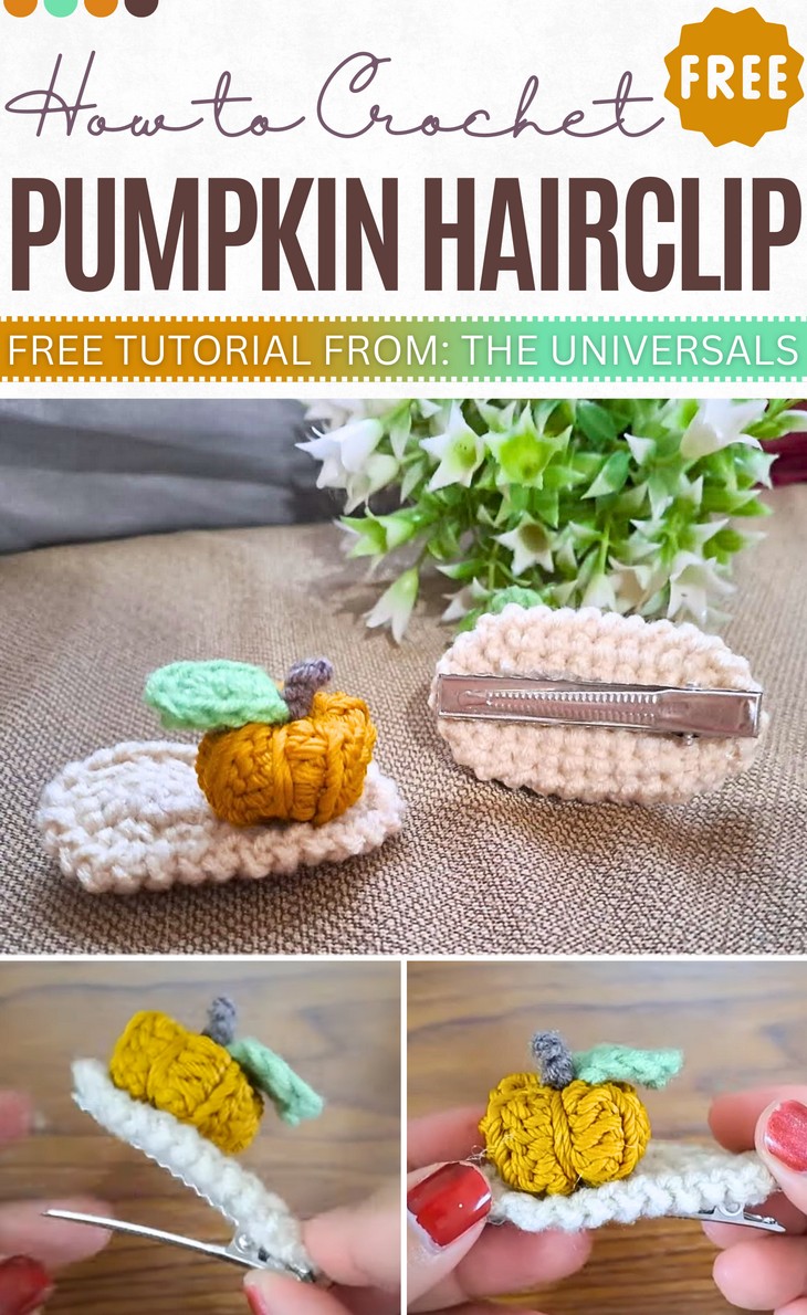 Crochet Pumpkin HairClip