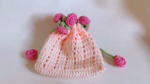 How to Crochet Trendy Rose Bouquet Drawstring Pouch for Gifting