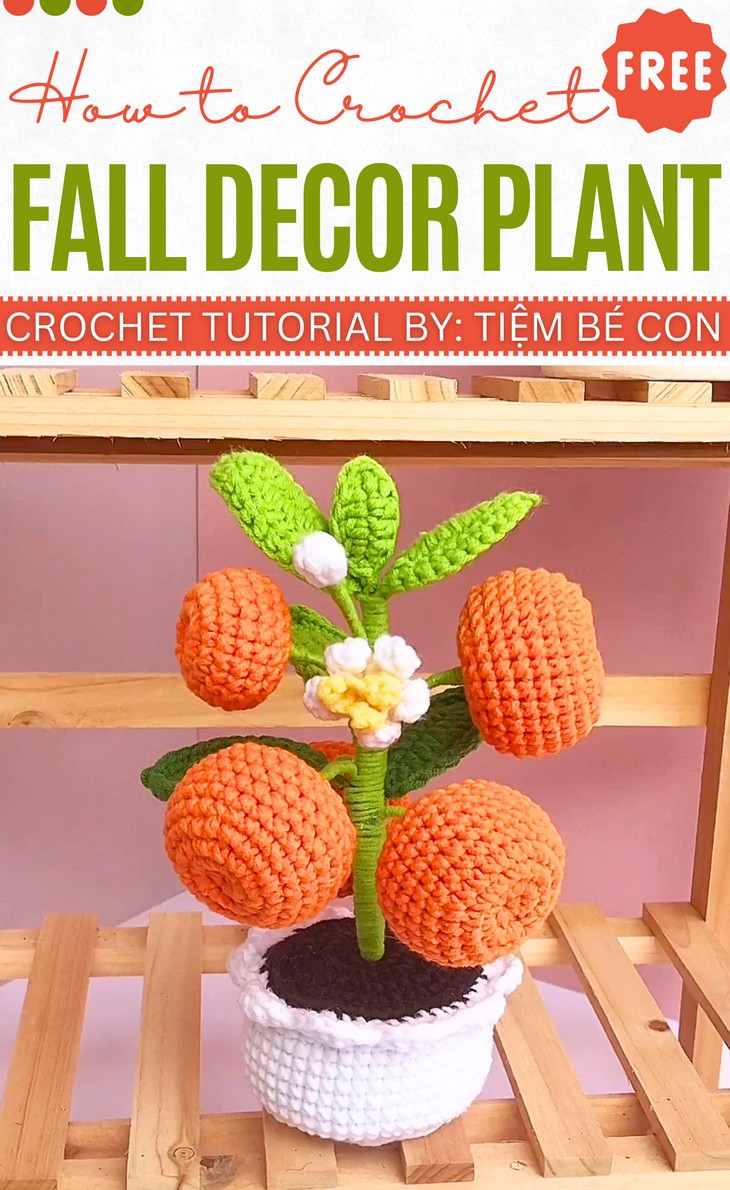 Crochet mini kumquat pot