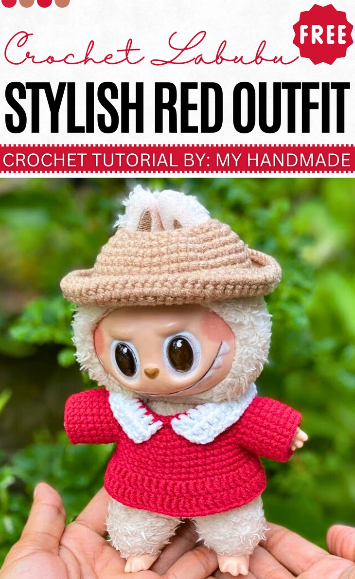 Crochet stylish Red Outfit For Labubu