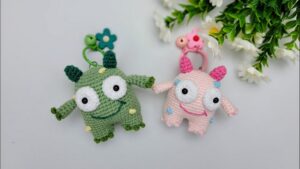 How to Crochet Funny Little Monster Keychain for Halloween