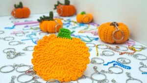 How to Crochet Pumpkin Shape Coaster with Edging for Fall Celebrations