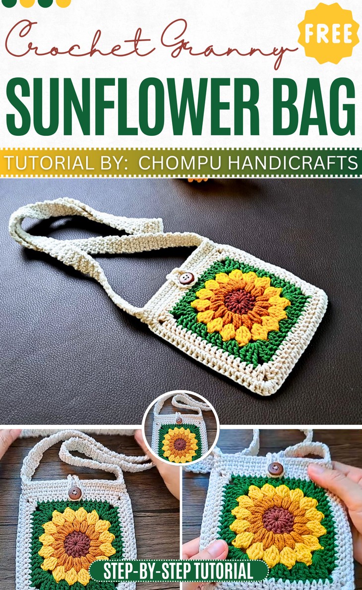 Sunflower Granny Square Bag