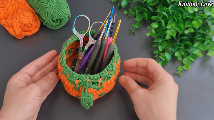 pumpkin crochet decorative Basket,Box
