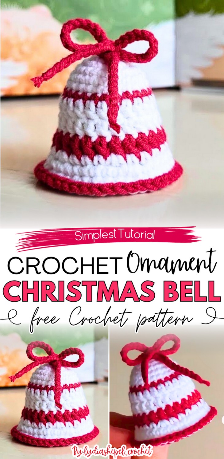 How to Crochet Christmas Bell Ornament with Stripes for Gifting – My ...