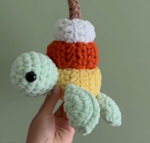 How to Crochet Three Pumpkins Turtle Plushie with Candy Corn Colors
