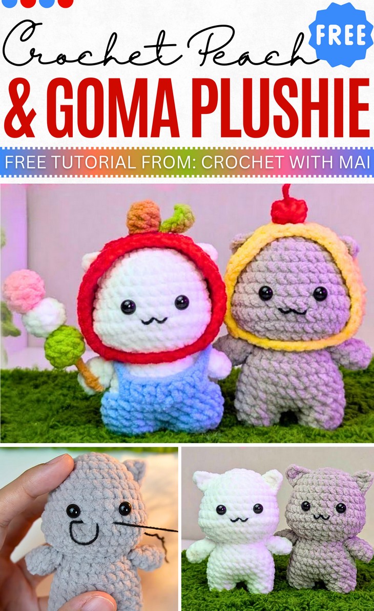 Crochet Peach and Goma Plushie Pattern