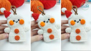 How to Crochet Santa Snowman Key Pouch for Christmas