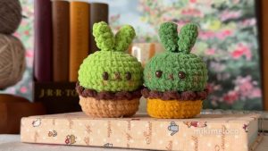 How to Crochet Mochi Bunny in A Pot Plushie for Desktop Decor
