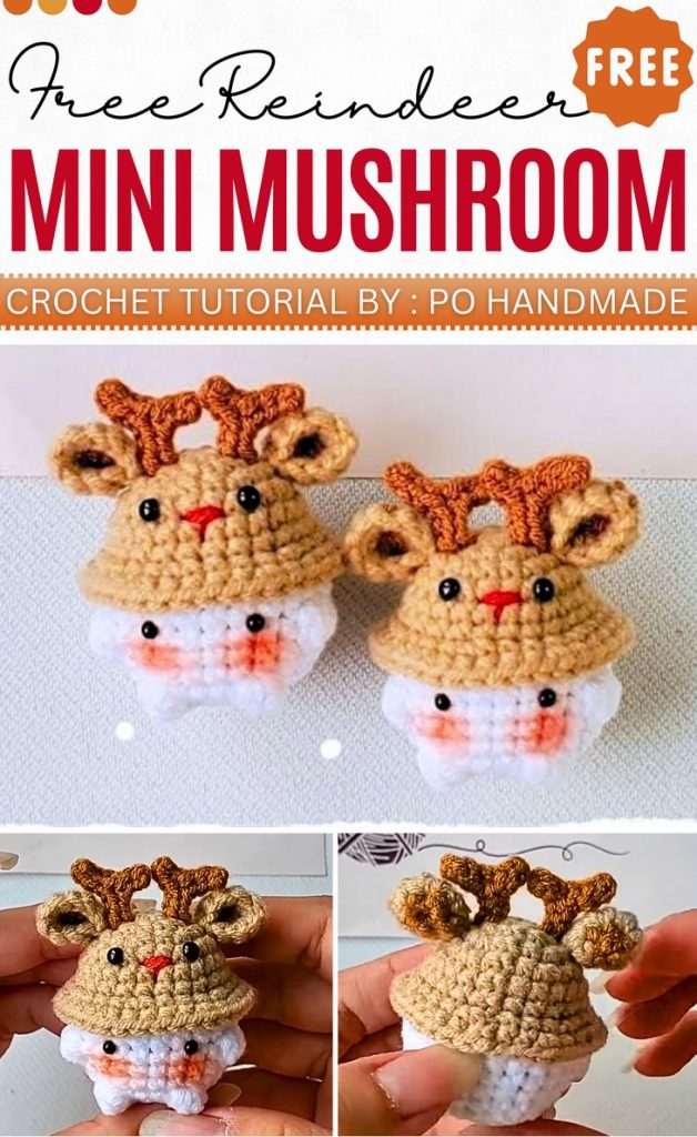 How to Crochet Baby Reindeer Mushroom for Christmas