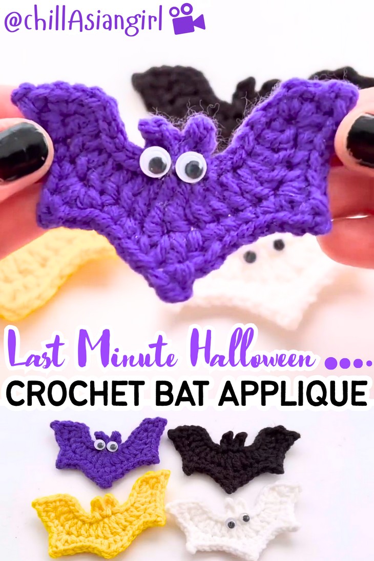 Last Minute Halloween Crochet Bat Applique