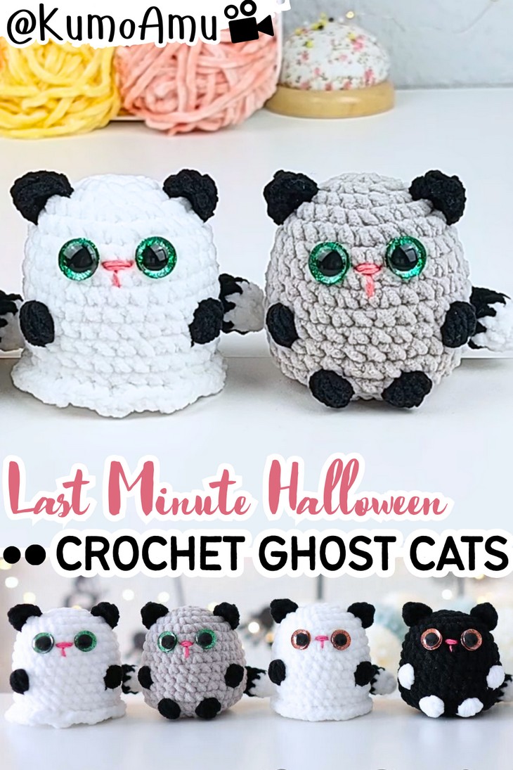 Last Minute Halloween Crochet ghost Cats