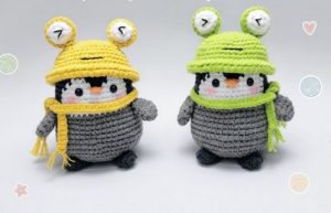 Crochet Penguin with Frog Hat & Scarf Amigurumi for Gifting