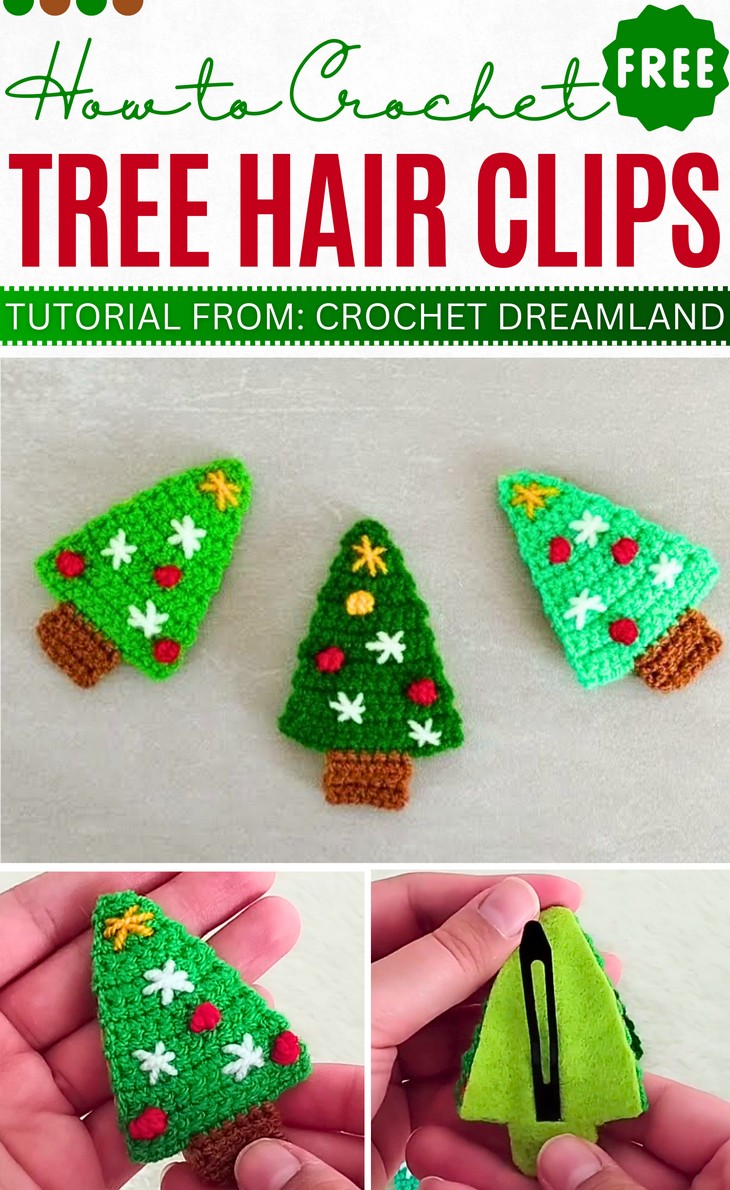 Crochet Tree Hair Clips