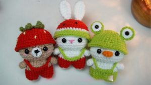 How to Crochet Dressed Animal Dolls With Caps (Bunny, Bear & Duck)