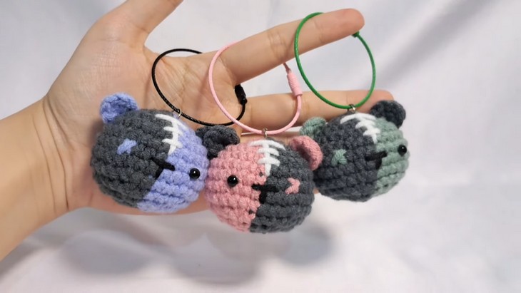 How to Crochet Zombie Bear Head Keychains for Halloween