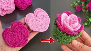 How to Crochet Heart Coasters and Rose Pot for Gifting