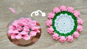 How to Crochet Flower Bouquet Coaster & Pot for Table Decoration
