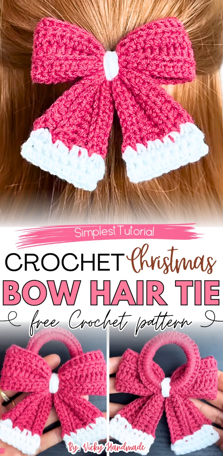CROCHET Christmas Bow Hair Tie