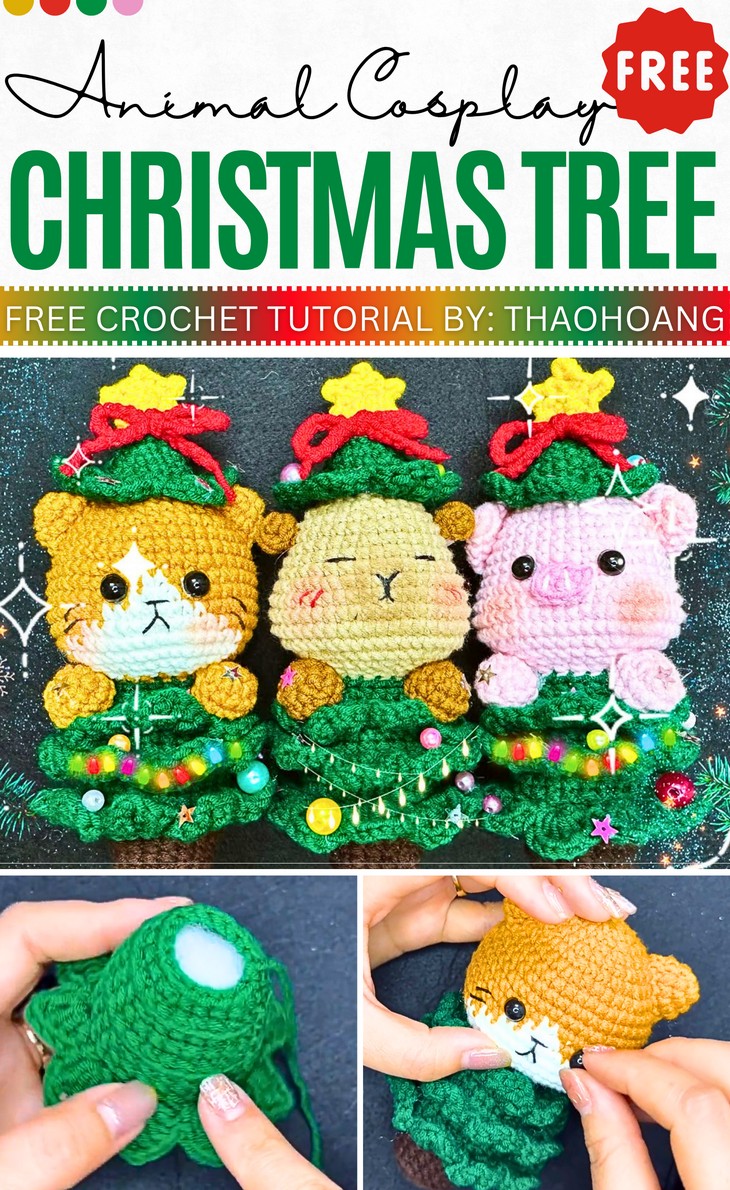 Crochet Animal Cosplay Christmas Tree Amigurumi Pattern (1)