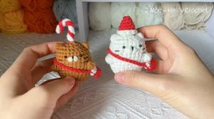 How to Crochet Christmas Cats with Hat, Candy Cane & Bag