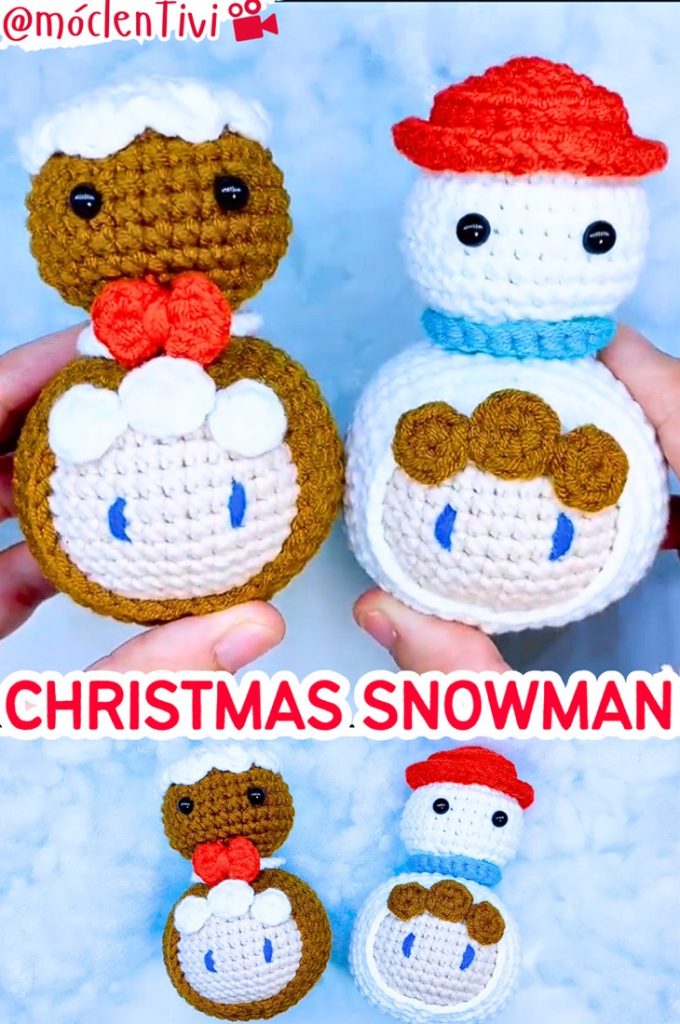 How to Crochet Christmas Snowman Amigurumi (Mochi Christmas)
