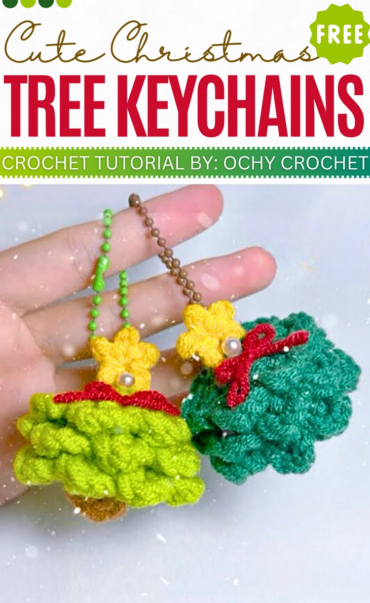 Crochet Christmas Tree Keychain (4)