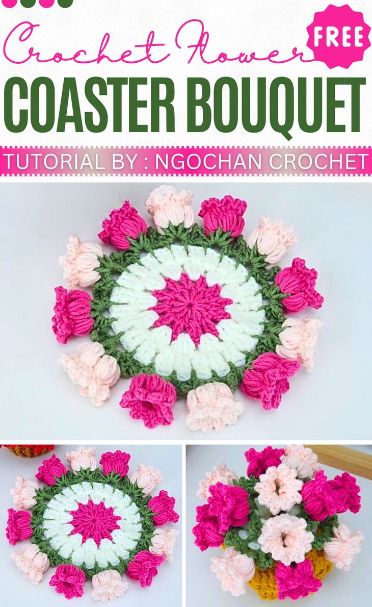 Crochet Flower Coaster Bouquet