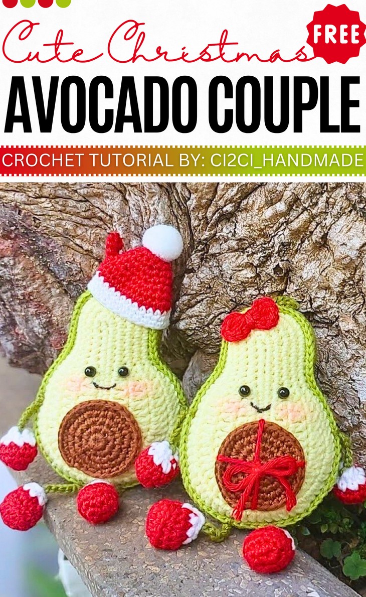Cute Christmas Avocado Couple Amigurumi Tutorial (1)
