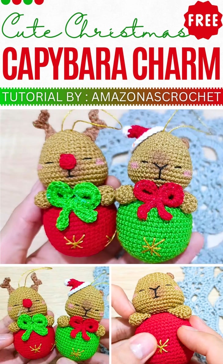 Cute Christmas Capybara Charm Pattern (1)