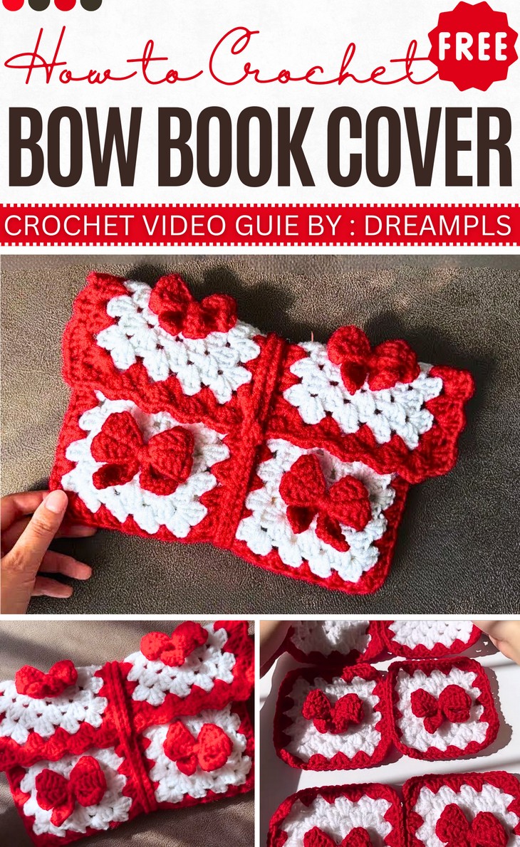 Easy Crochet Bow Book Cover _ Sleeve _ Free Pattern for Beginners (2)