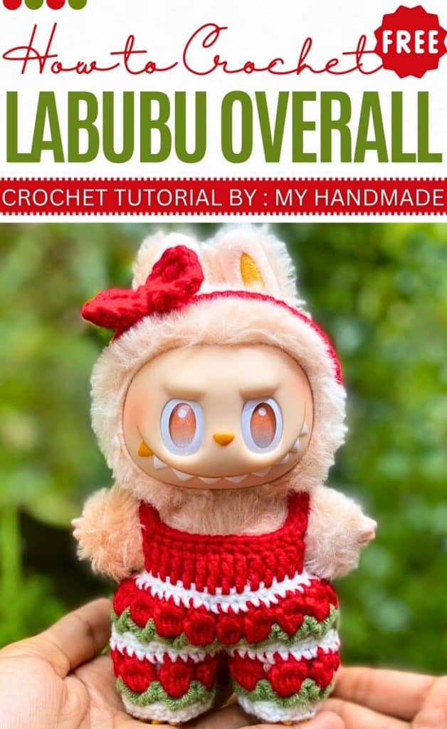 Easy crochet tulip overalls outfit for LaBuBu 17cm_Crochet clothes for LaBuBu (4)