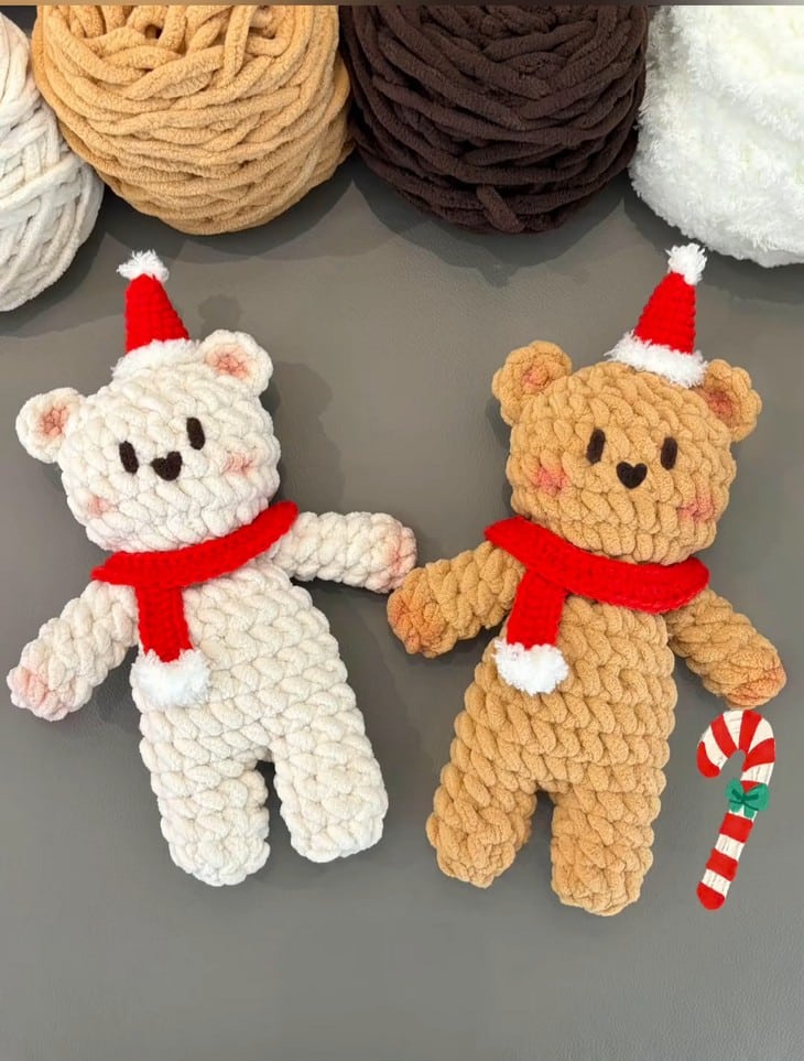 How to Crochet 2 Christmas Teddy Bear Plushies (Grizzly & Polar Bear)