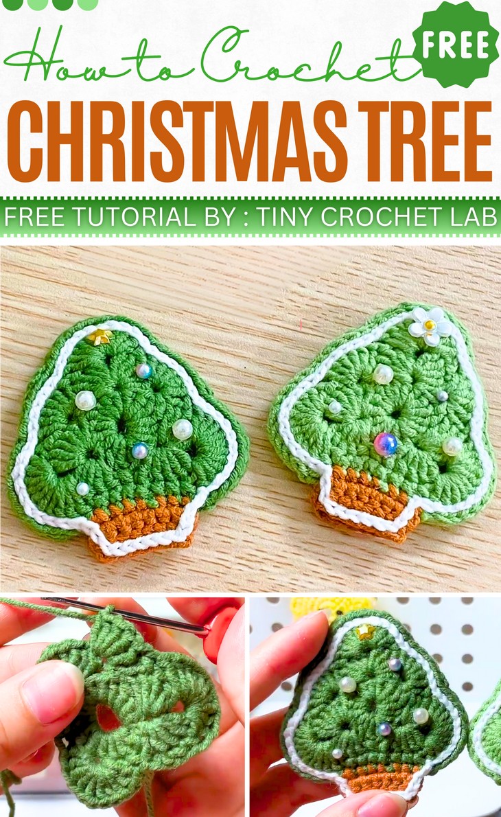 How to Crochet Christmas Tree Appliques For Free (1)