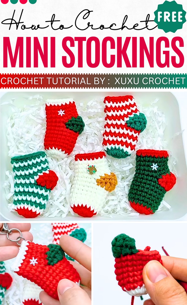 How to Crochet Mini Stockings For Christmas