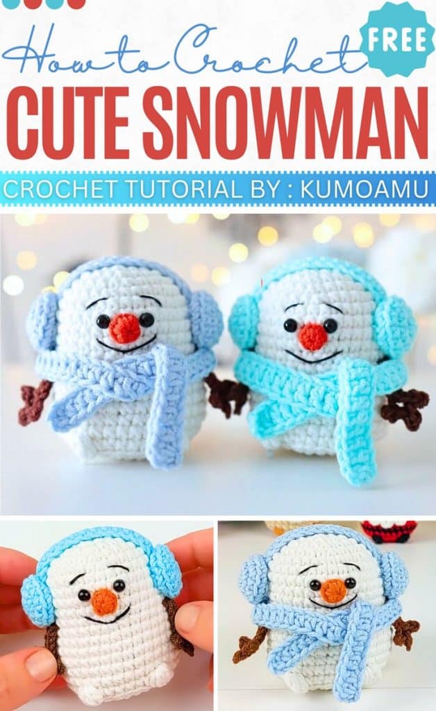How to Crochet a Kawaii Snowman Keychain☃️🧶Beginner-Friendly Easy Crochet Tutorial l (4)
