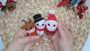 How to Crochet 3 Mini Christmas Dolls for Kids