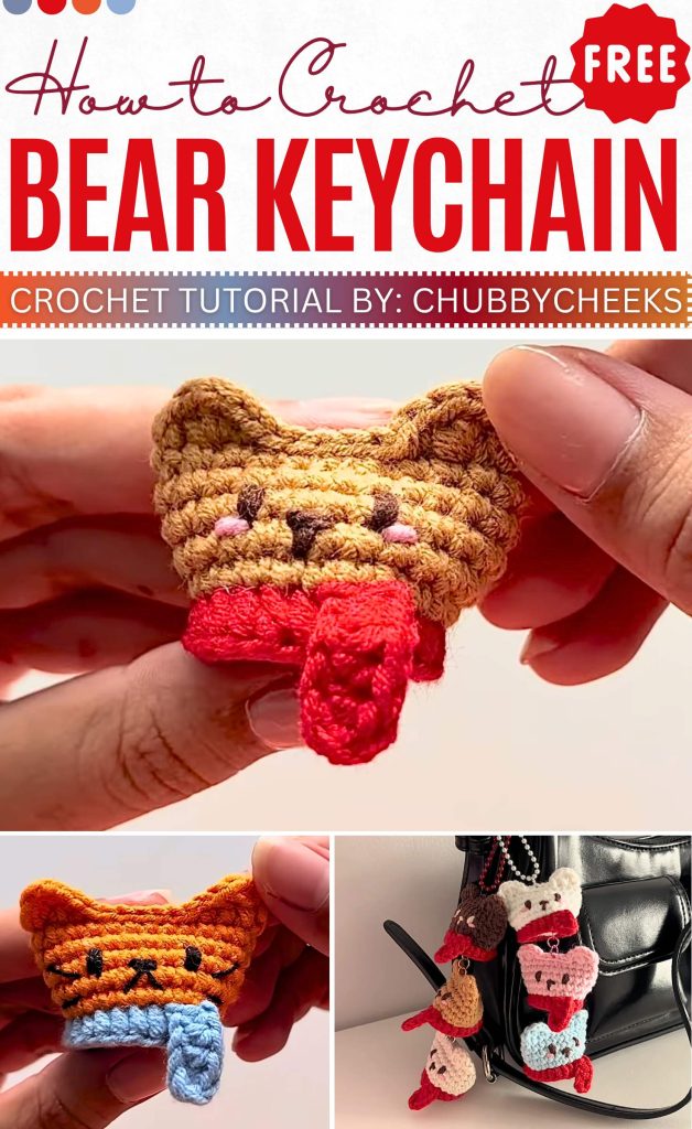 CROCHET cat and bear keychain - cat