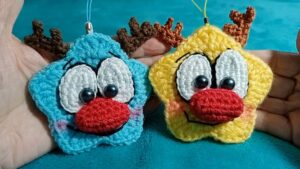 How to Crochet Christmas Rudolph Stars for Kids