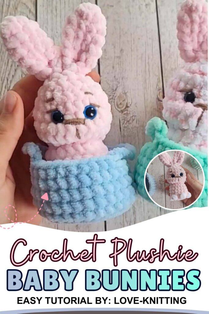 Crochet Bunny Plushie in Basket