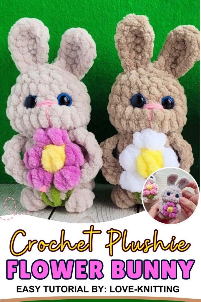 Crochet Bunny Plushie with Flowers