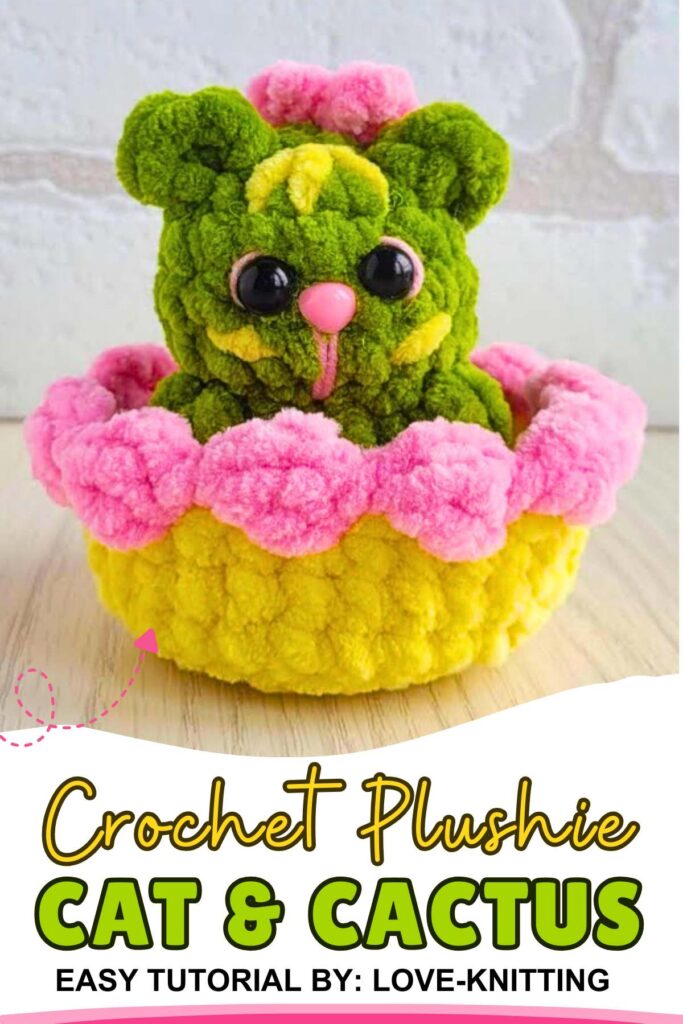 Crochet Cat in Cactus Pot Plushie