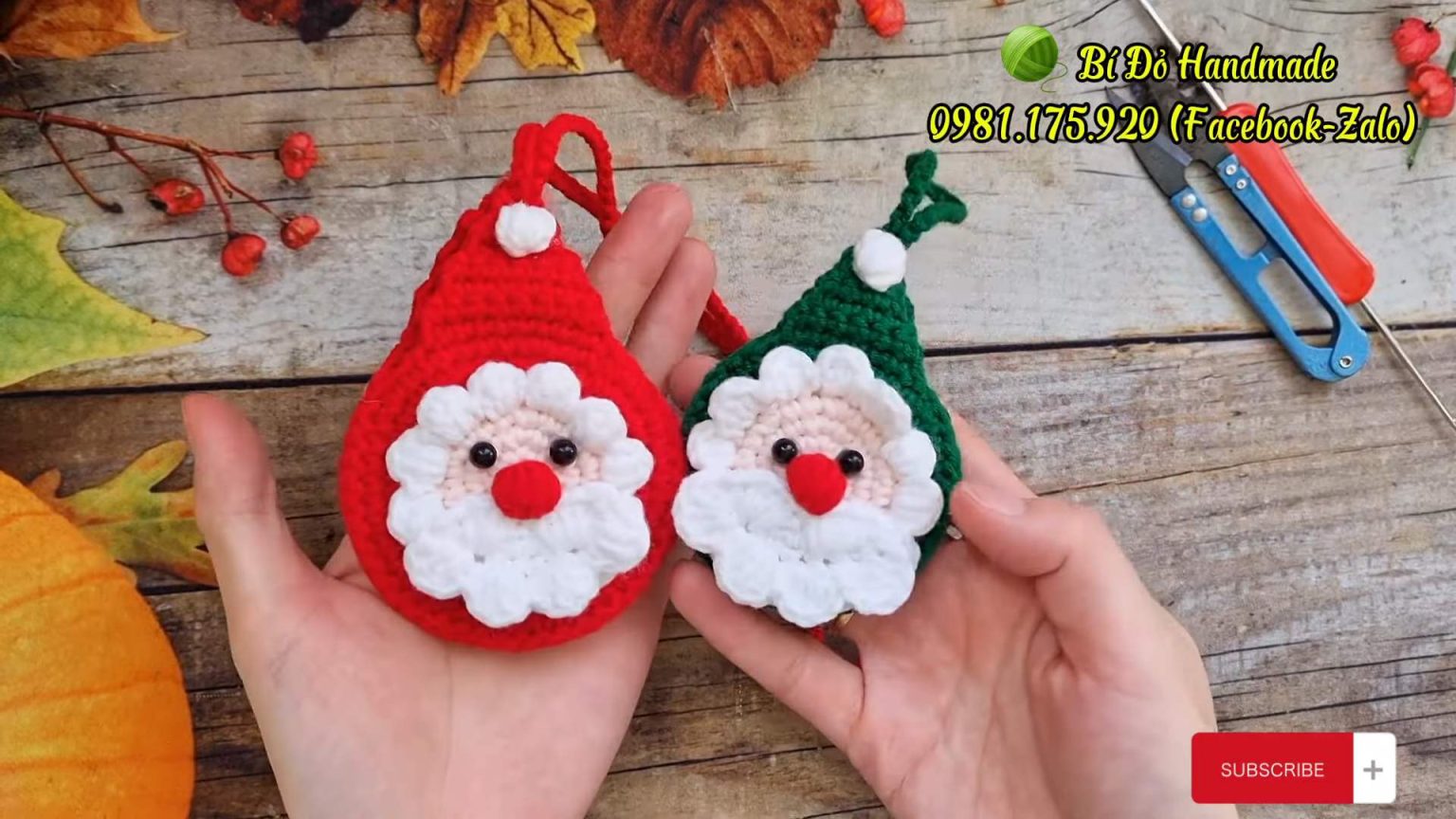 Crochet Santa Pouch and Bag Charm - Materials