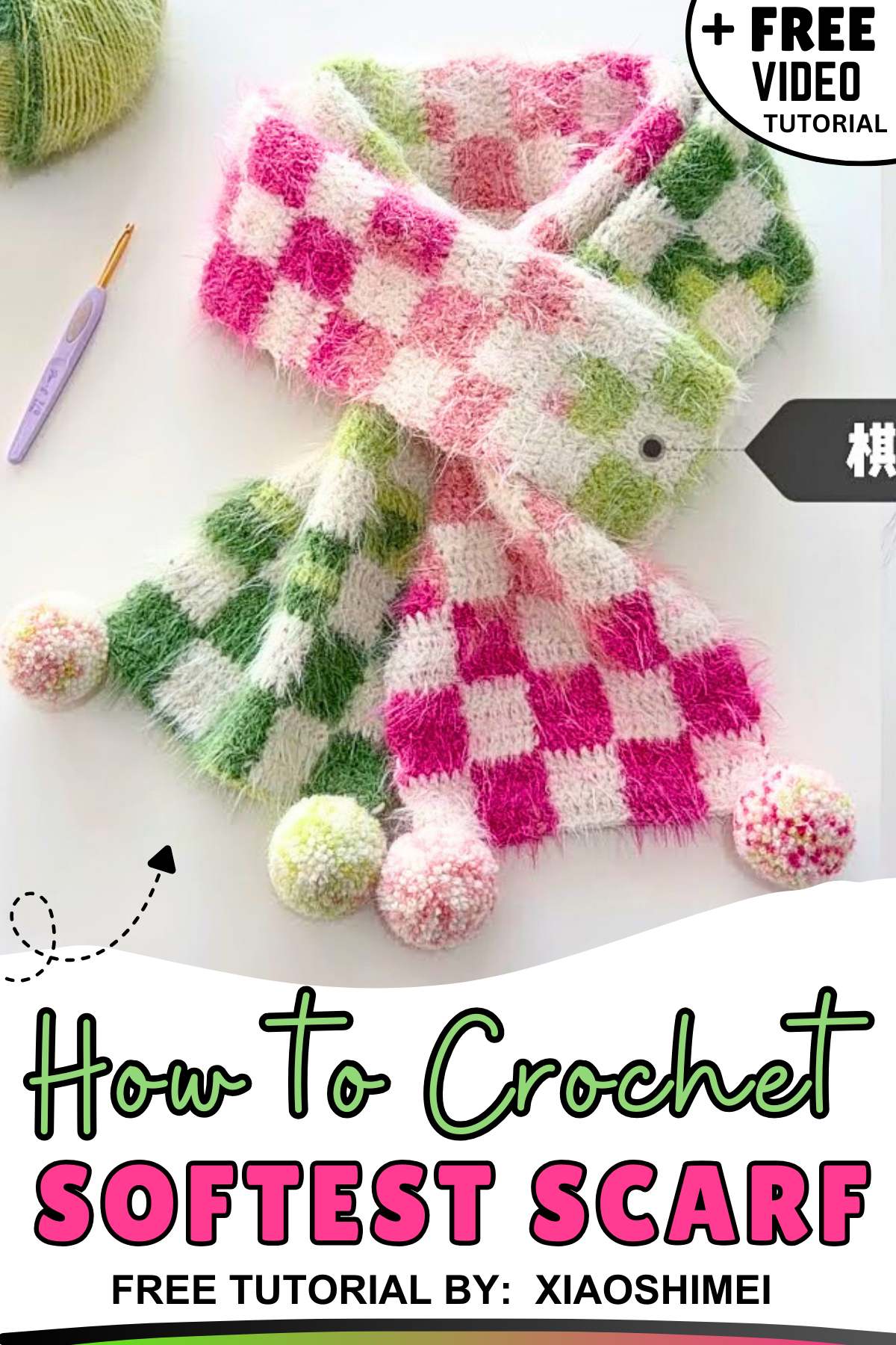Crochet Softest Scarf With Checkerboard Design