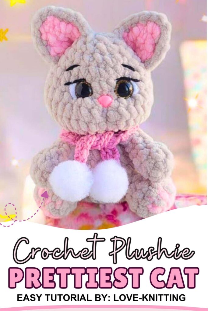 How to Crochet Cute Cat Plushie with Scarf