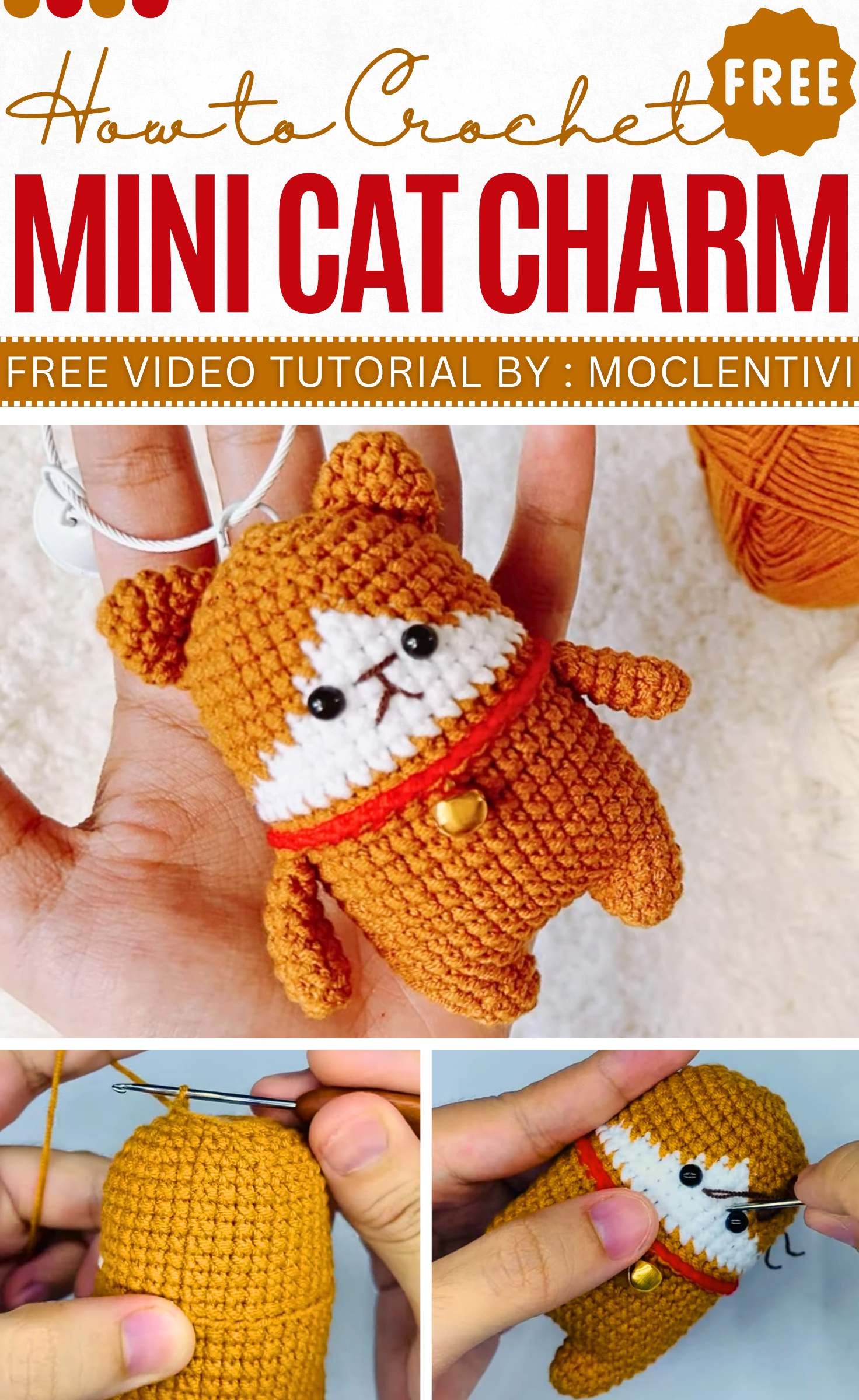 How to Crochet mini cat Charm
