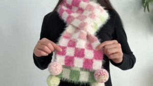 How to Crochet Checkerboard Scarf (Softest and Beautiful)