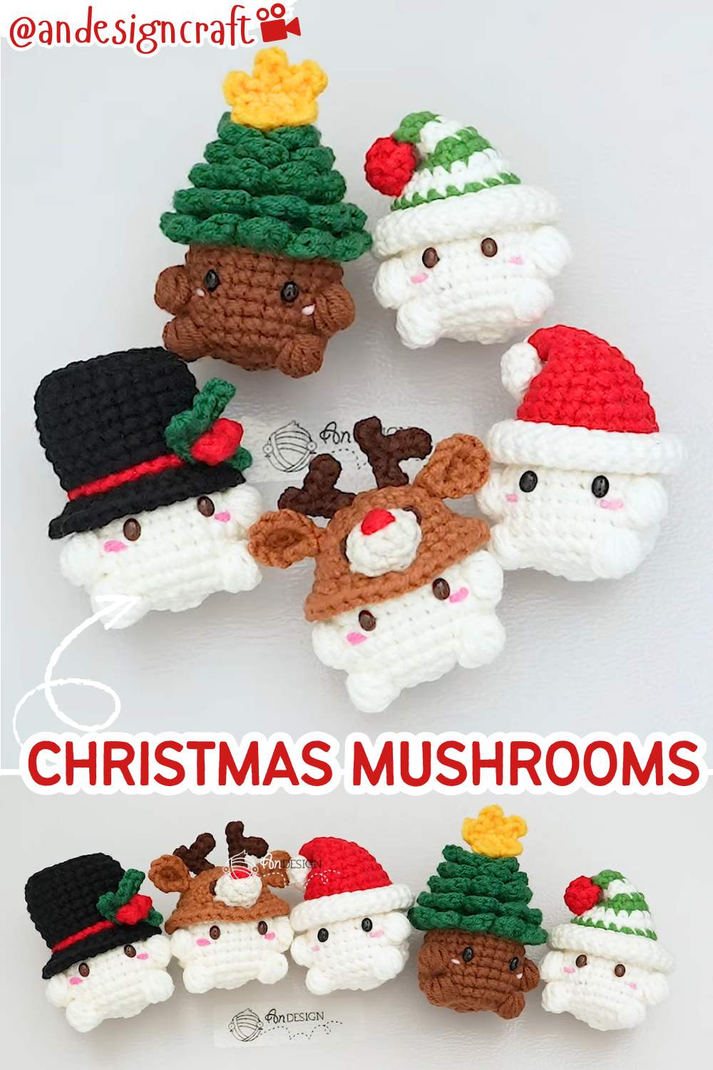 how to crochet christmas mushrooms